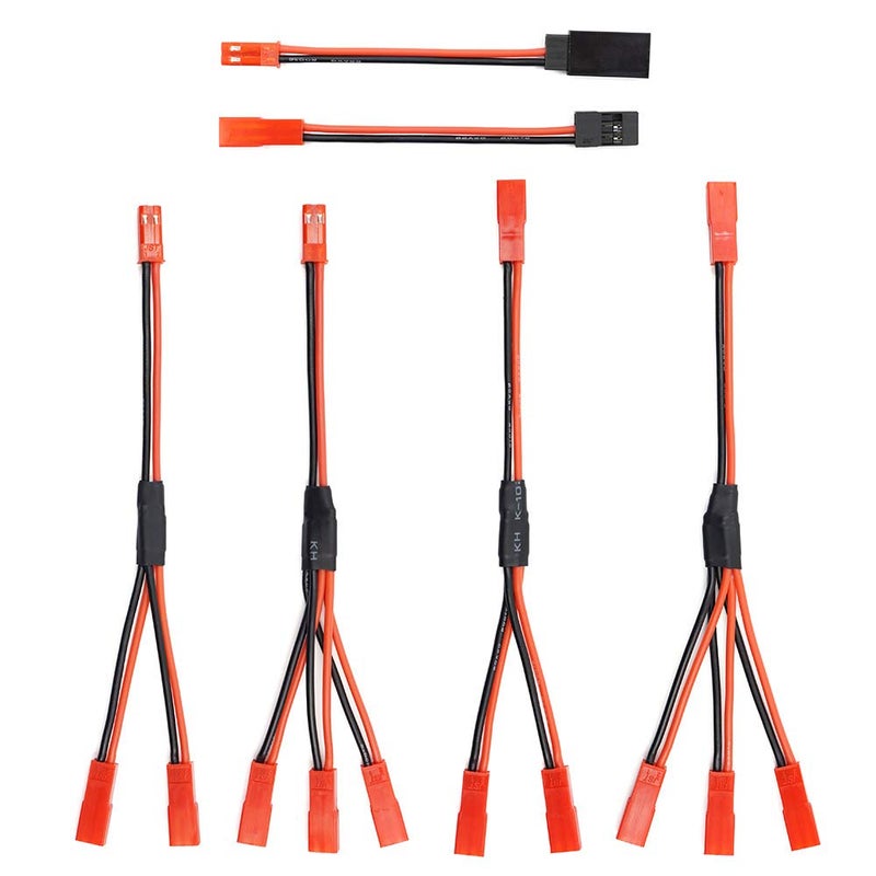 elechawk 6PCS JST Plug Splitter JST Male Female Y Cable JST Y Parallel Adapter Harness JST to JR Adapter for Traxxas TRX-4 RC Car Crawler Truck Cooling Fan ESC Battery Motor - Image 1